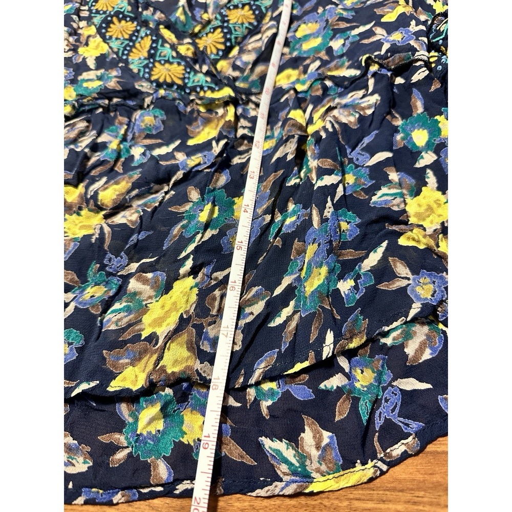 Anthropologie Meadow Rue Top Blue Small Strasser Floral Embroidered Sheer Blouse - Picture 9 of 15
